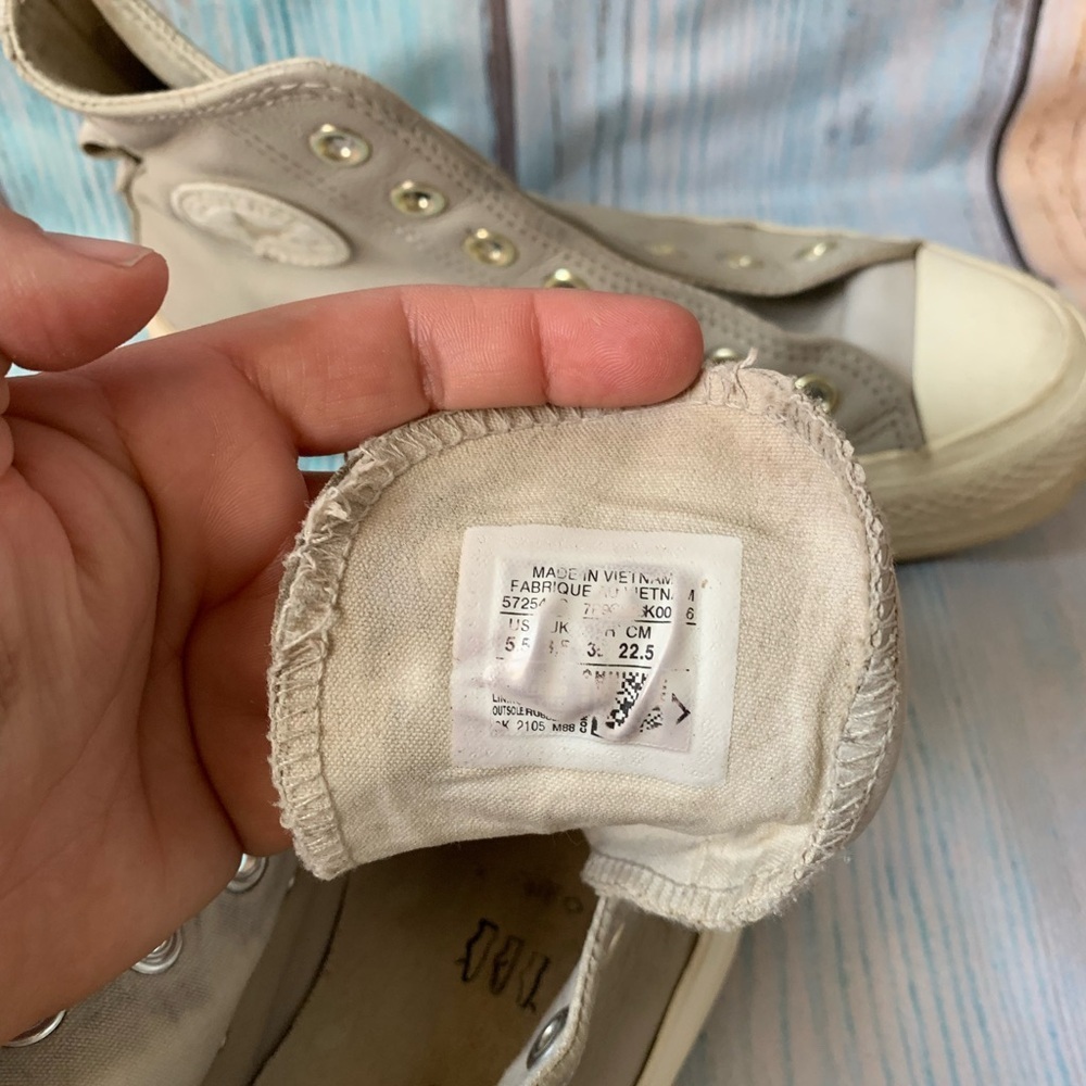 Gray high top platform converse NO SHOE LACES size 5.5 - Picture 10 of 11